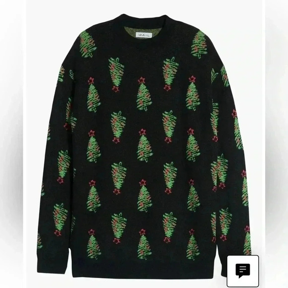 [M]  The Rail mens long crew neck xmass tree print sweater - Picture 1 of 10